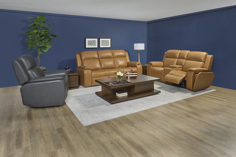 Ziggy Power Reclining Loveseat with Console, Power Headrest, Lumbar, Heat & Massage