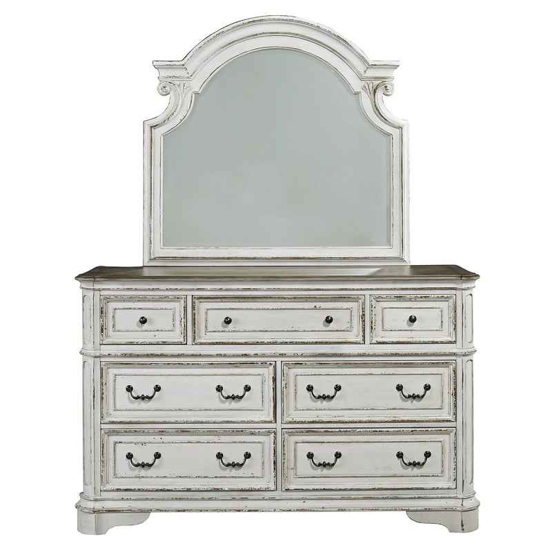Magnolia Manor Uph Sleigh Bed, Dresser & Mirror image